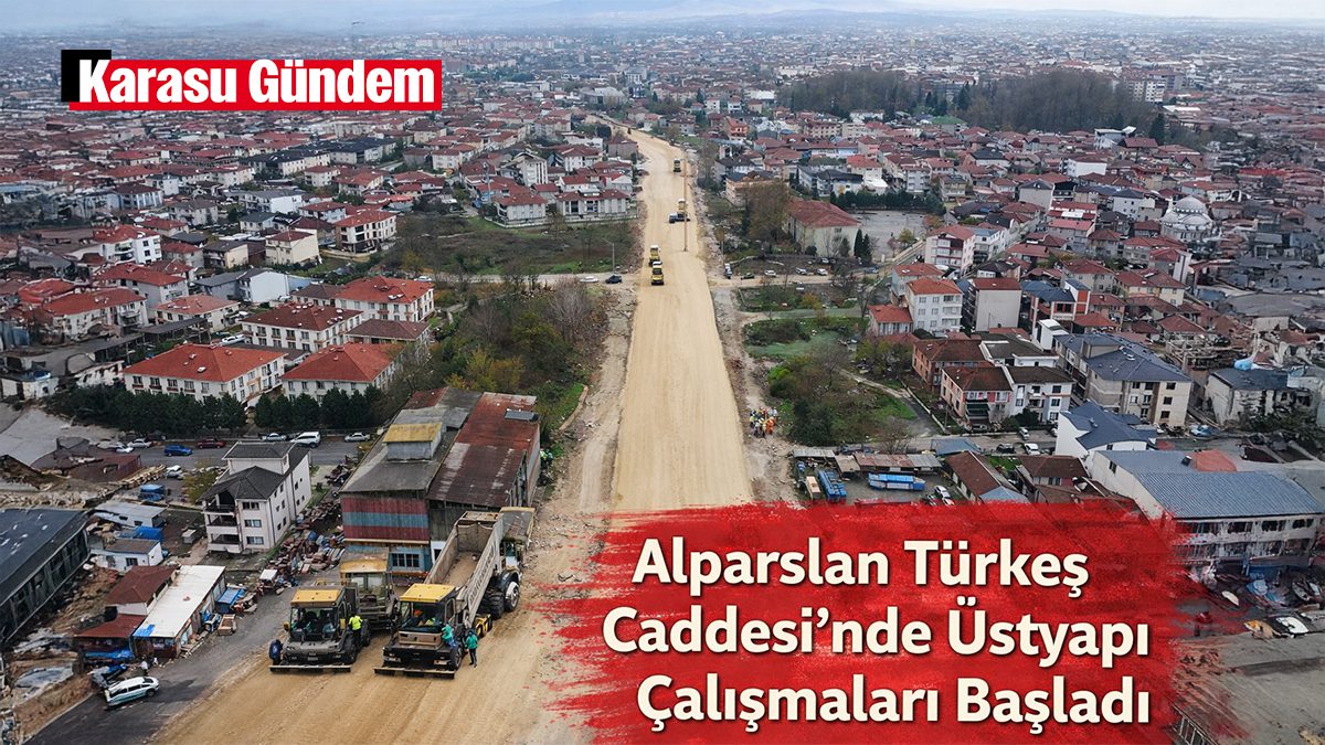 Alparslan Türkeş Caddesi’nde başlayan üstyapı çalışmalarının havadan genel görünümü