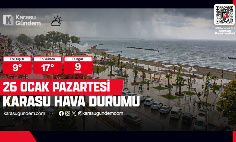 26 Ocak Pazartesi Karasu Hava Durumu