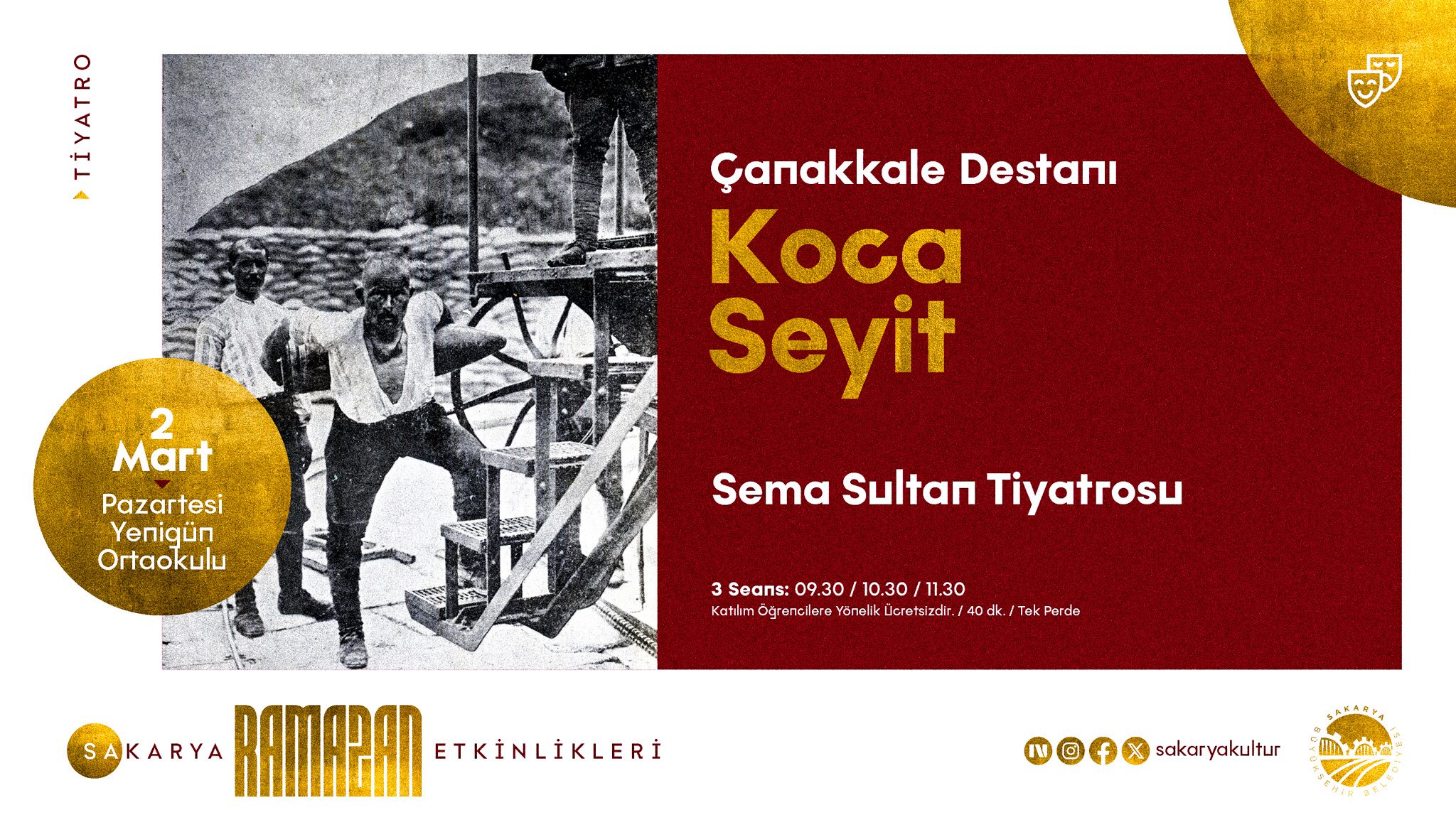 Çanakkale Destanı Koca Seyit tiyatro oyunu Yenigün Ortaokulu etkinlik görseli.