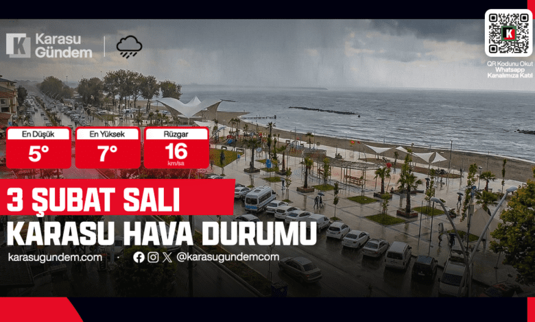 3 Şubat Salı Karasu Hava Durumu: Yağmur ve Soğuk Hava
