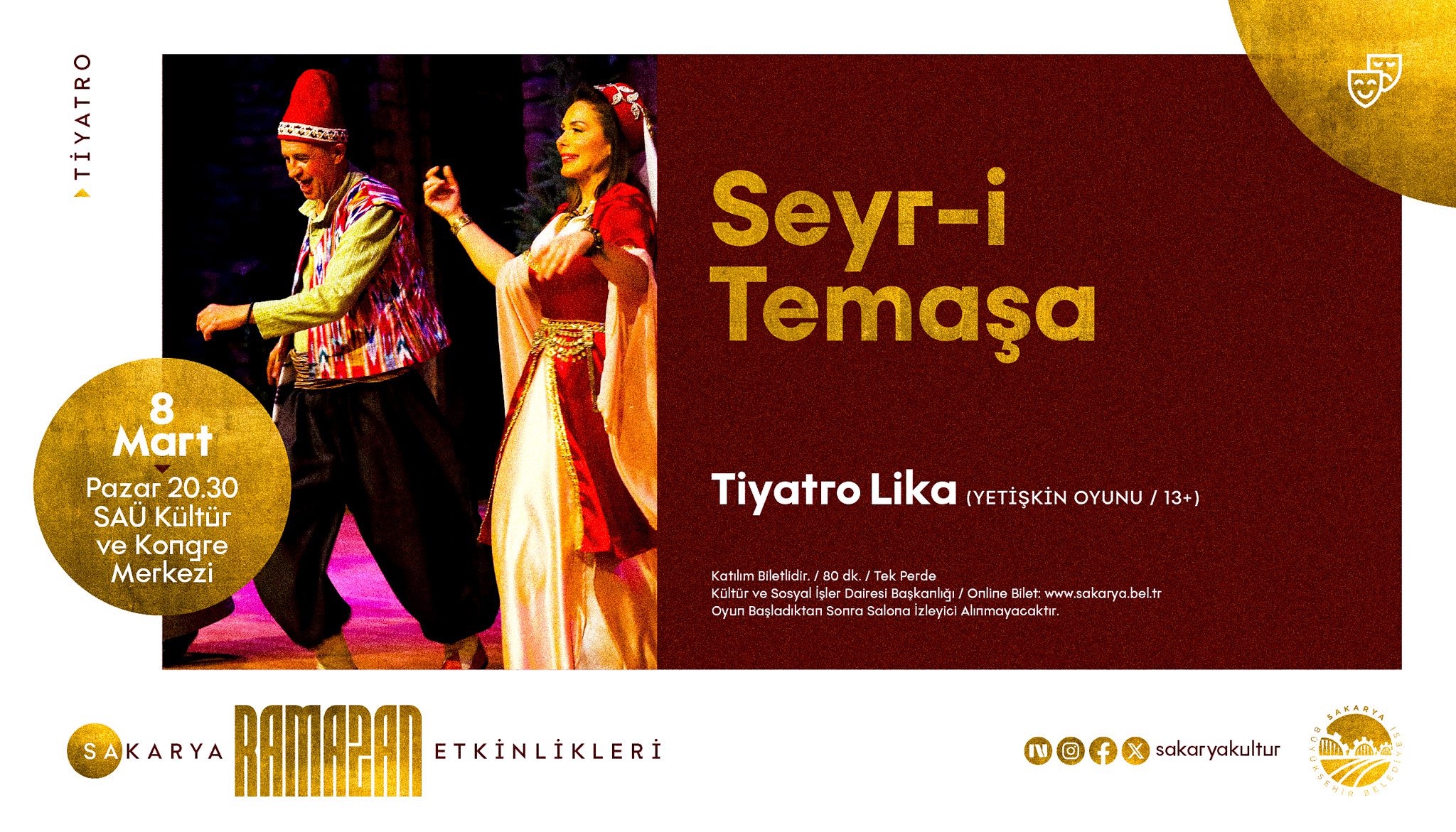 Seyr-i Temaşa tiyatro oyunu Sakarya SAÜ Kültür Merkezi afişi.